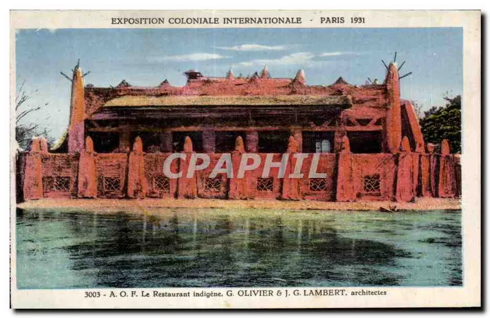 Internationale Kolonialausstellung - Paris 1931 — Das indigene Restaurant — G. Olivier & J. G. Lambert, Architekten - Vorderseite