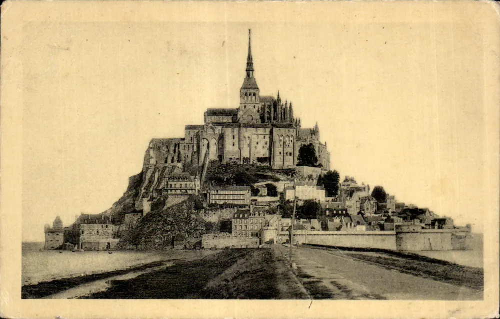 Abtei Mont-Saint-Michel — Allgemeiner Blick von Süden — Édition des Monuments Historiques, Paris, Nr. VIII - Vorderseite