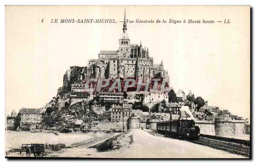 Mont Saint-Michel — Allgemeiner Blick auf die Zugangsstraße bei Ebbe — LL - Vorderseite