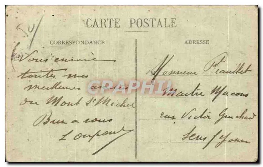 Mont-Saint-Michel — Ansicht vom Süden — Édition Guérin, St-Malo (L.-et-Y.) - Rückseite