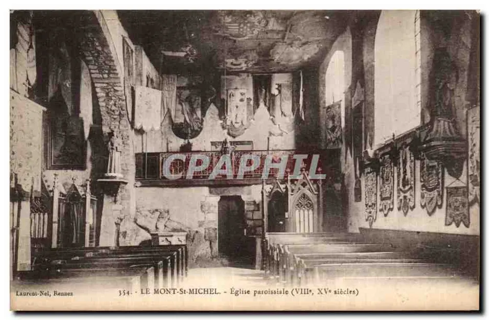 Mont-St-Michel — Pfarrkirche (8. bis 15. Jahrhundert) — Laurent-Noël, Rennes, Nr. 354 - Vorderseite