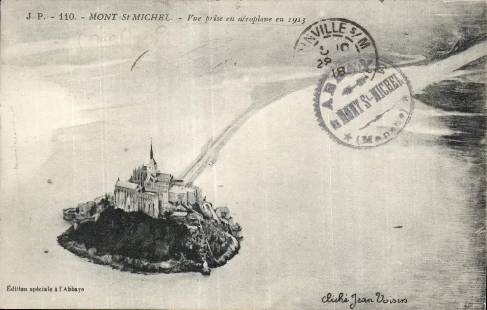 Mont-Saint-Michel — Aufnahme aus dem Flugzeug im Jahr 1913 — Sonderausgabe für das Kloster, Fotografie von Jean Voisin - Vorderseite