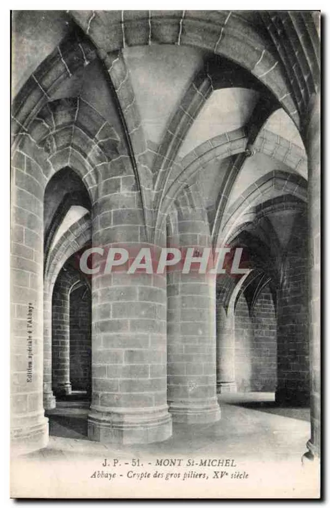 Mont-Saint-Michel — Krypta der großen Säulen, Abtei, 15. Jahrhundert — Sonderausgabe der Abtei - Vorderseite