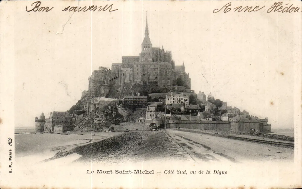 Mont Saint-Michel — Südseite, Ansicht von der Digue — B.F., Paris - Vorderseite