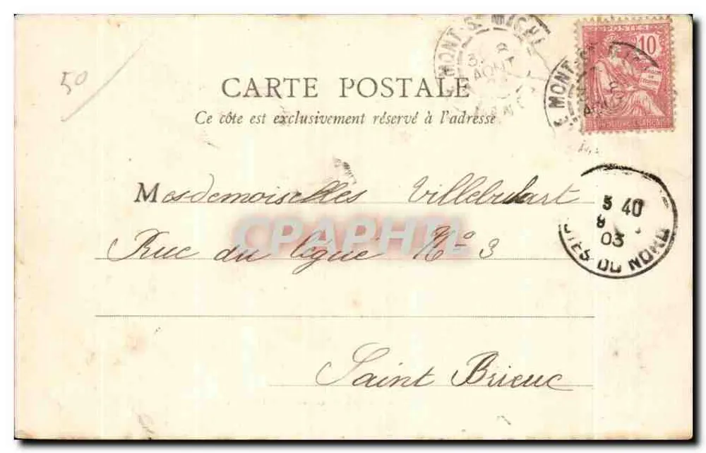 Mont Saint-Michel — Südseite, Ansicht von der Digue — B.F., Paris - Rückseite