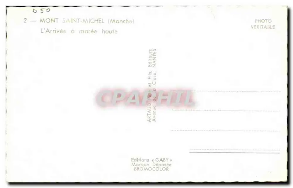 Monte Saint-Michel — A Chegada com Maré Alta — Editions Gaby - Verso