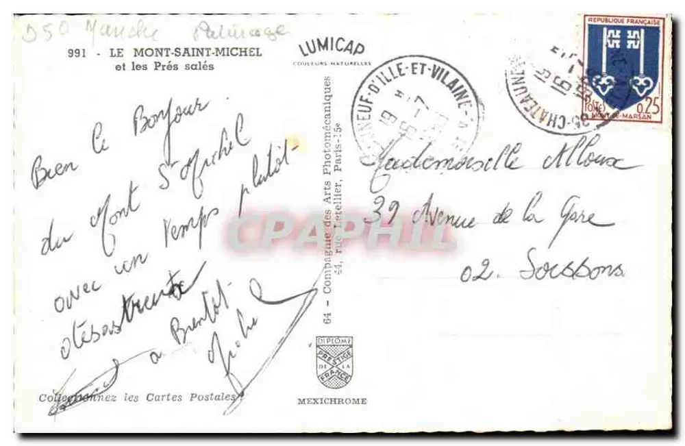 Mont-Saint-Michel — Ansicht mit Schafen — IRIS - Rückseite
