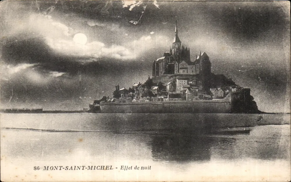 Monte-Saint-Michel — Efeito noturno — J. Nozais, editor, Nantes - Frente