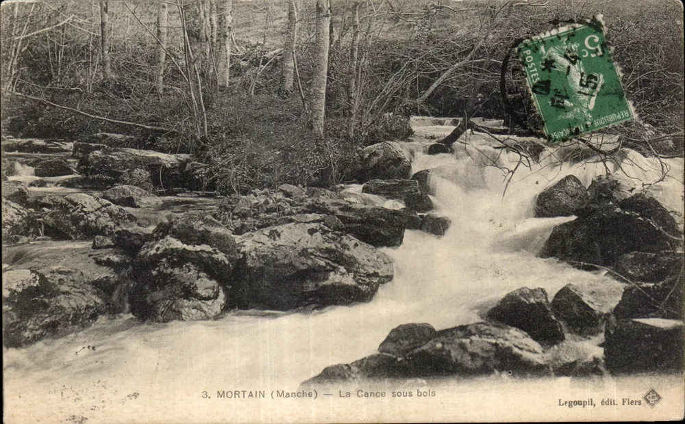 Mortain (Manche) — La Cance sob as árvores — Legoupil, editora Flers - Frente