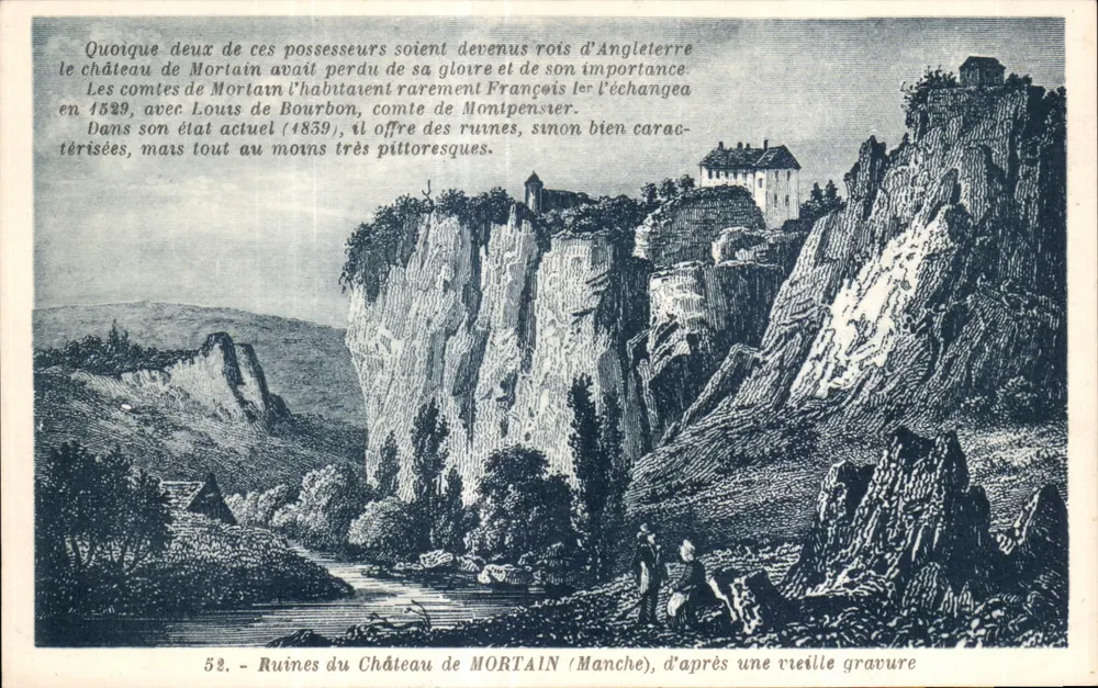 Ruine del Castello di Mortain (Manche) — su una vecchia incisione — Edizioni Gaby, Nantes - Recto