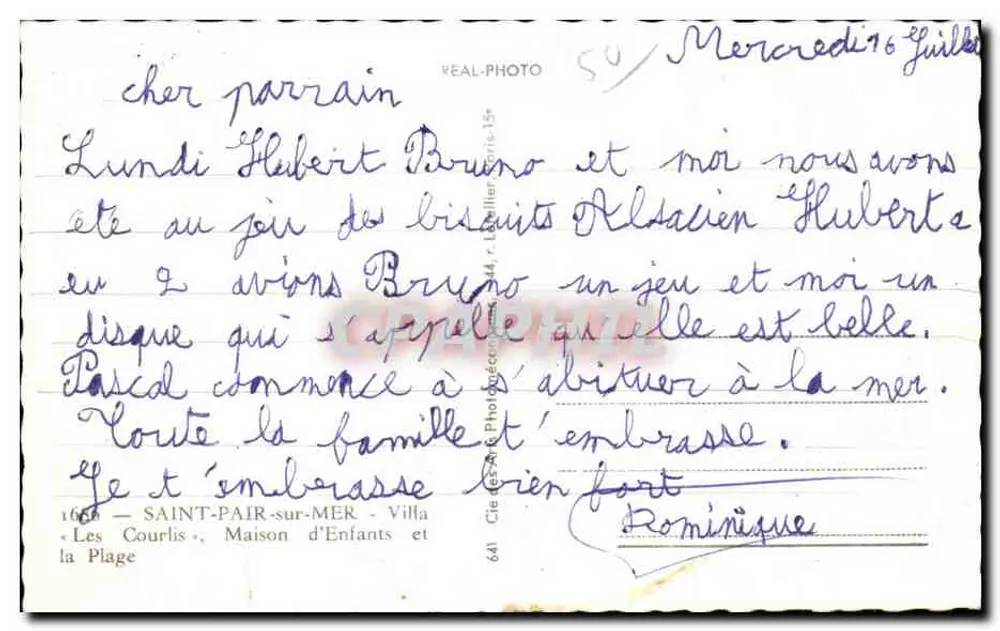 Saint-Pair-sur-Mer — plage et villas — Cie des A.R. Photocéramiques - Rückseite