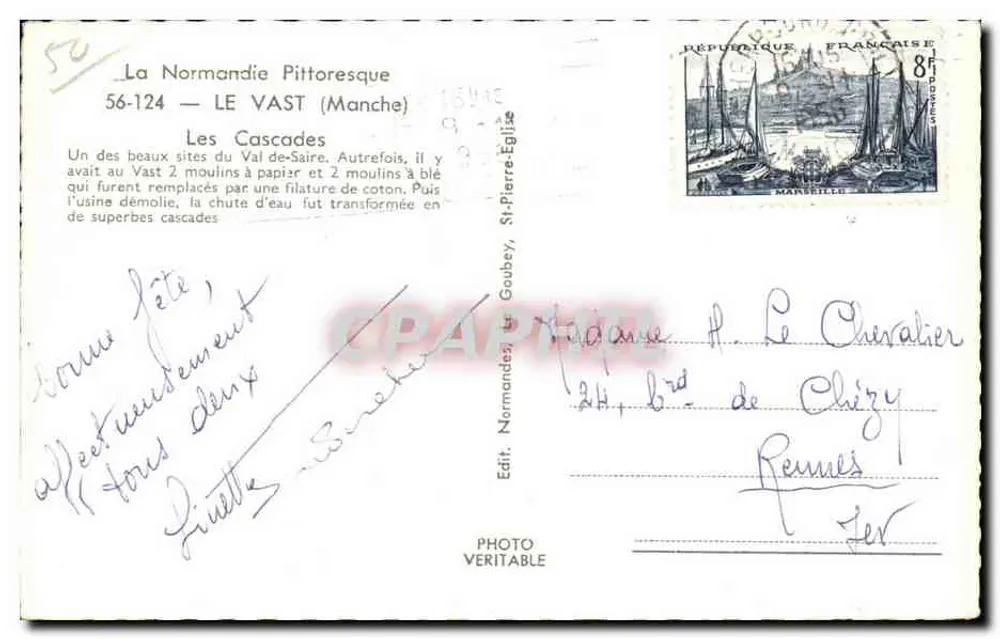 As Cataratas — Le Vast (Manche) — Ed. Normandies, Le Goubey - Verso