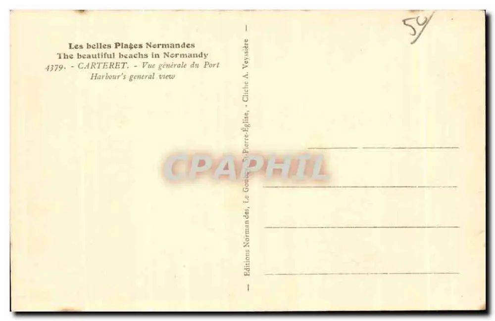 Carteret — Allgemeiner Blick auf den Hafen — Éditions Normandes, Le Gouy, Serie 4379 - Rückseite