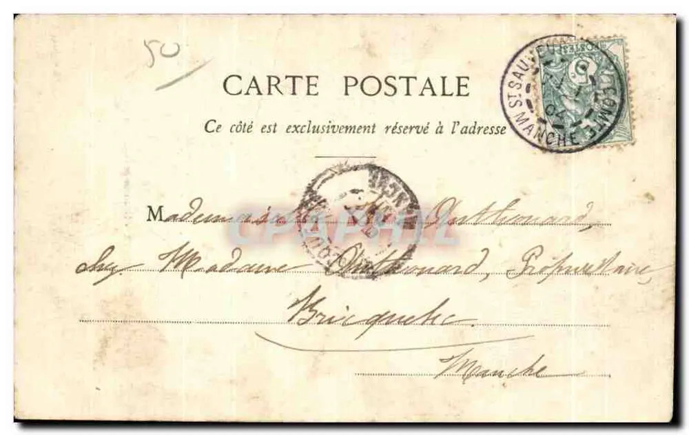 St-SAUVEUR-le-VICOMTE — Innenansicht der Abteikirche — Librairie Vve Prosper - Rückseite