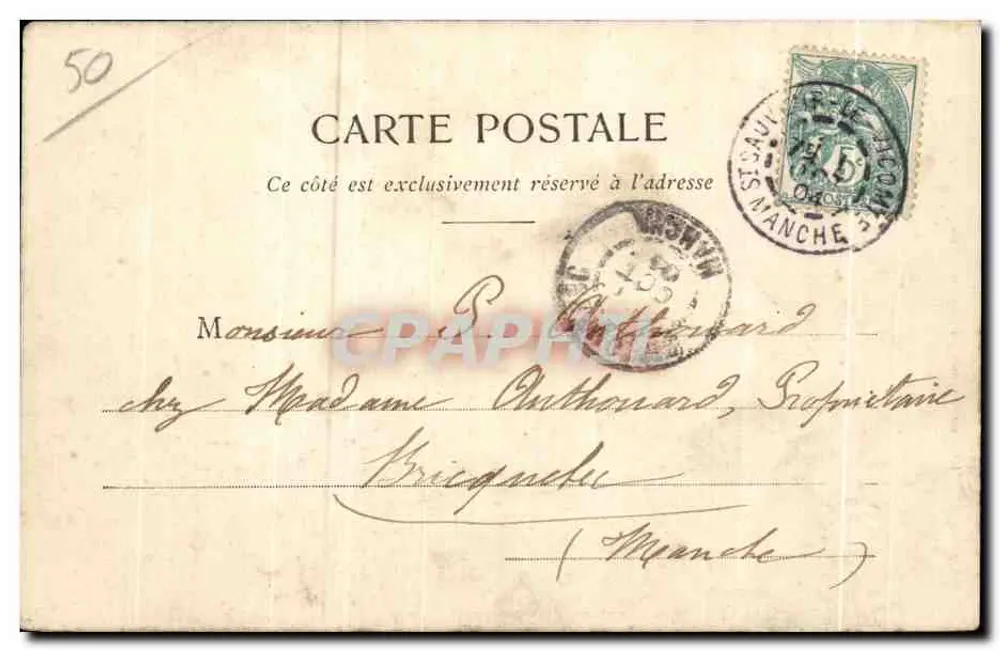 St-Sauveur-le-Vicomte — Das alte Schloss — librairie Ave Prospér - Rückseite