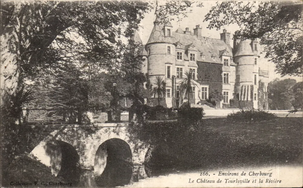Schloss Tourlavelle und der Fluss — Umgebung von Cherbourg — Sammlung F. Cherbourg, n° 166 - Vorderseite