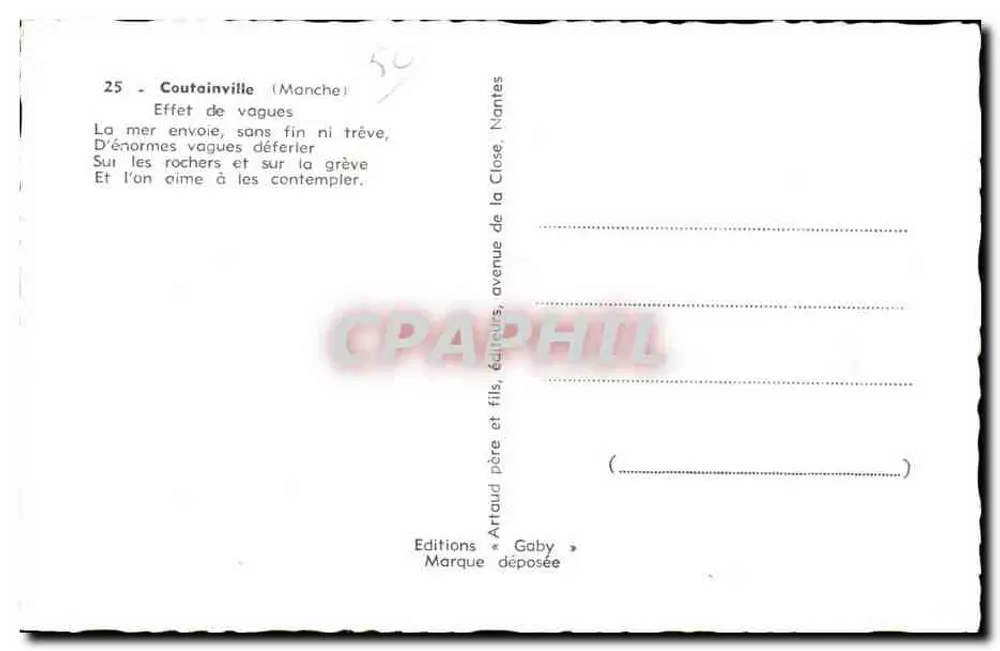 Coutainville (Manche) — Efeito de Ondas — Edições Artaud pai e filho, Nantes - Verso