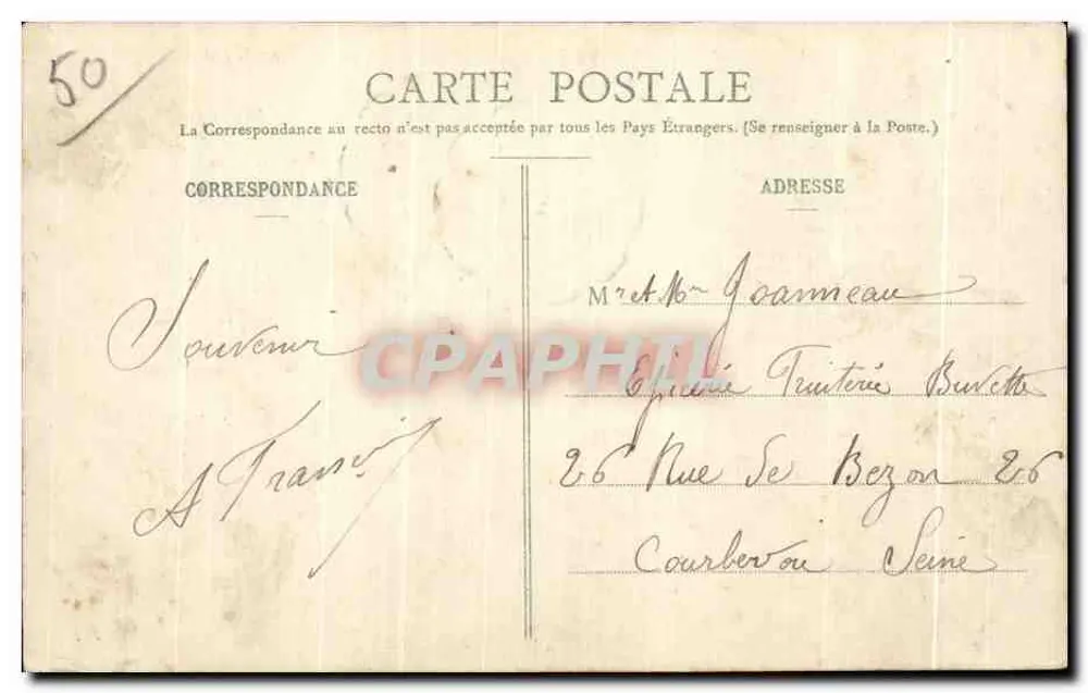 Die Warte von l'Onglet an einem Tag großer Sturms — Sammlung P. Cherbourg, Nr. 227 - Rückseite