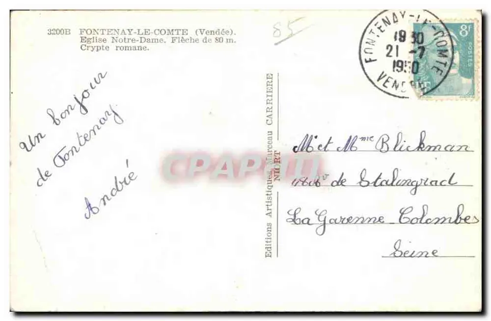 Fontenay-le-Comte — Igreja de Nossa Senhora — Edições NORT - Verso