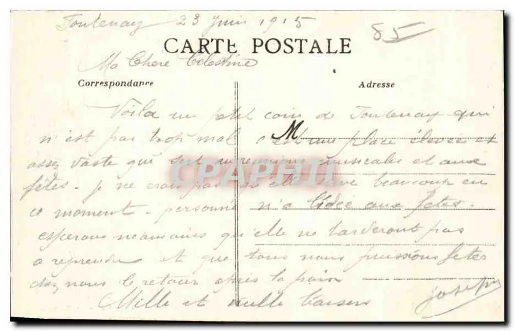 Fontenay-le-Comte (Vendée) - Plac Viète — kioszek i kościoł — wydawca Joly-Rouge, Mérignac - Rewers