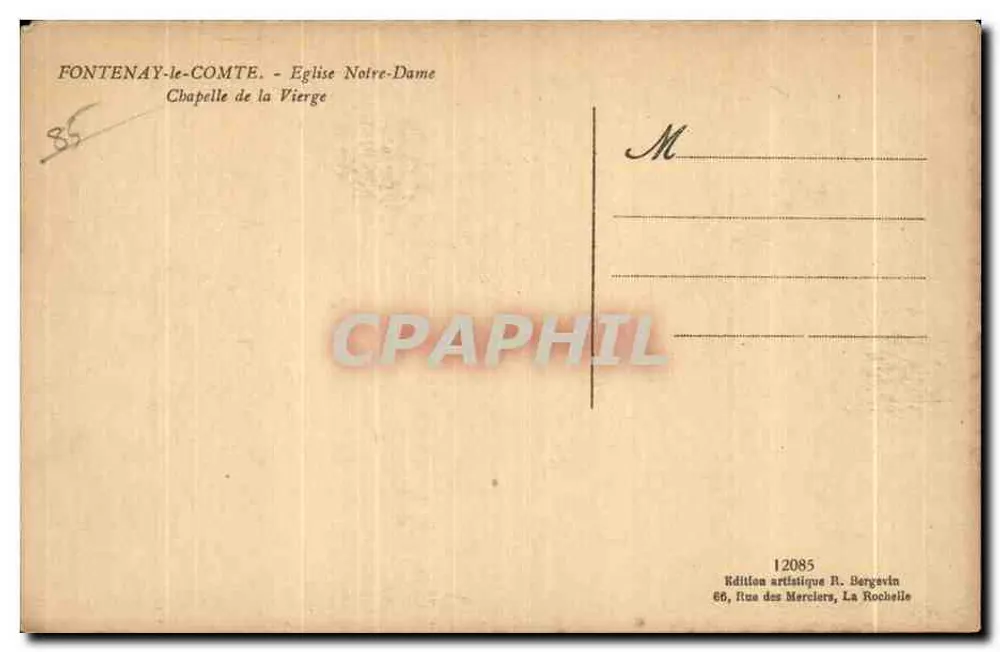 Kapelle der Jungfrau — Fontenay-le-Comte — Künstlerische Ausgabe R. Bergévin - Rückseite