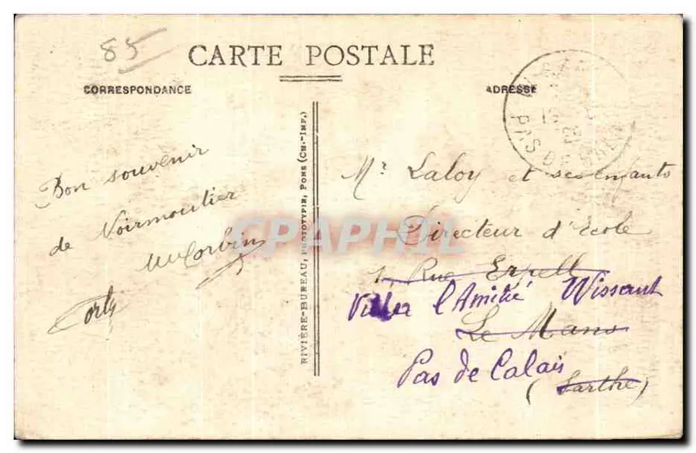 Insel Noirmoutier (Vendée) — Bois de la Chaise — La Plage des Dames — Verlag: Martin Bertin, n°726 - Rückseite