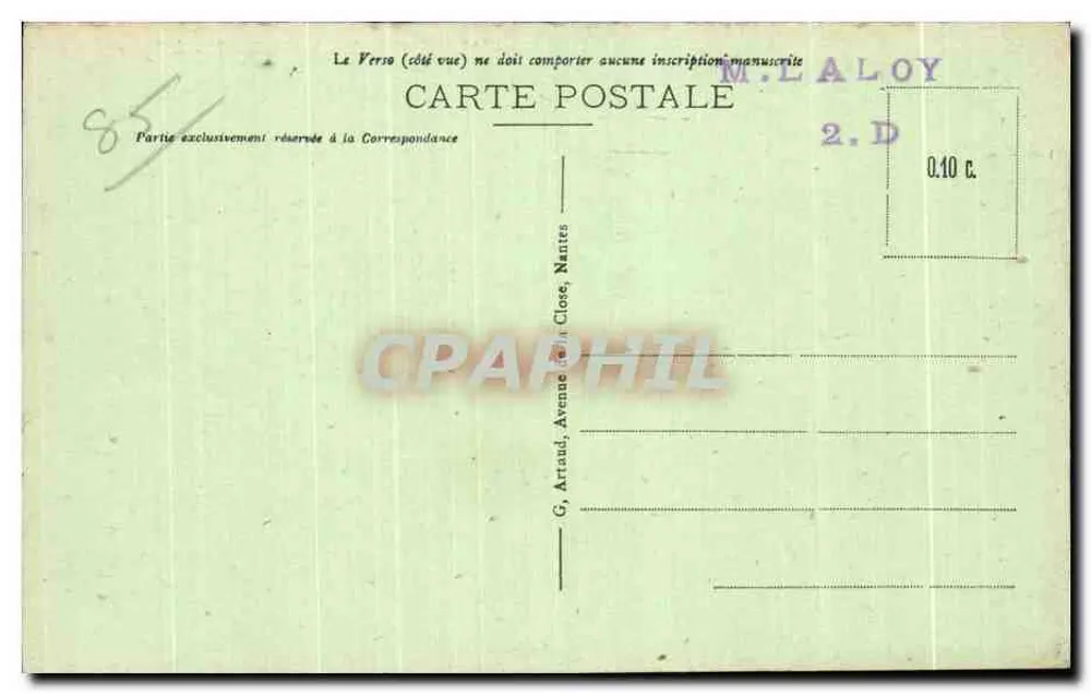 Ilha de Noirmoutier — A Igreja — cartão postal n°11, editado por M. L. ALOY - Verso