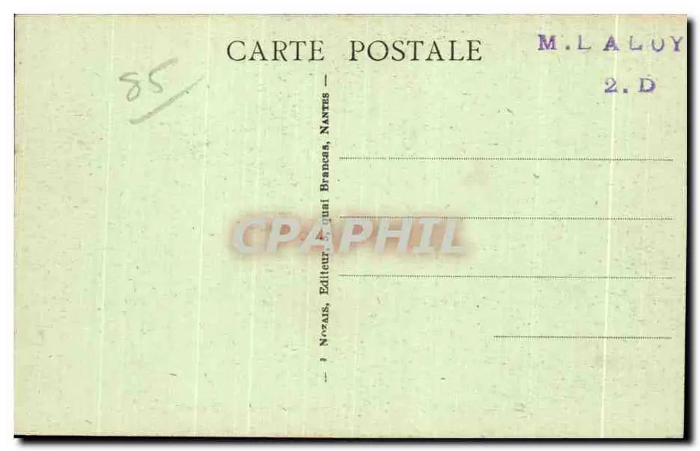Noirmoutier — Der Schildkrötenfelsen nahe der Estacade — Verlag M. L. Alouy, Nantes - Rückseite