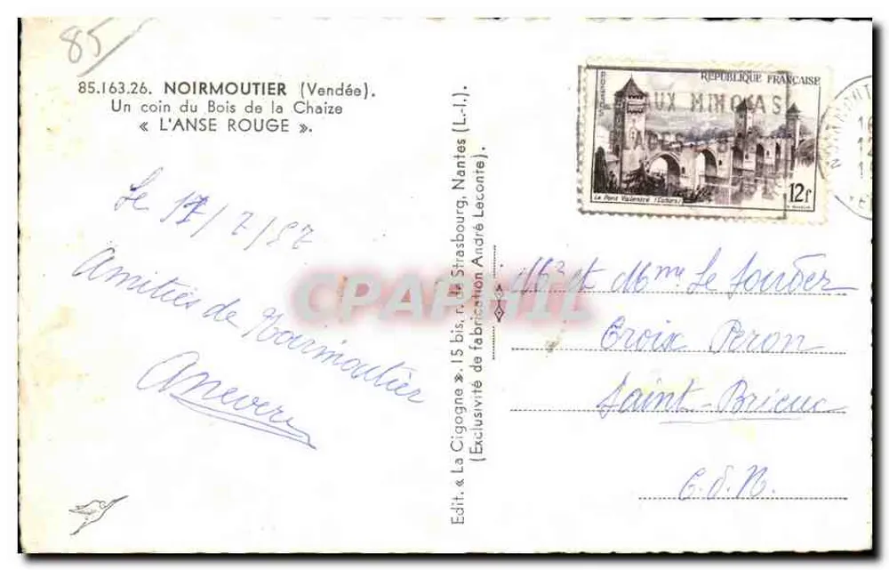 La Cigogne — Anse Rouge — Édit. La Cigogne, Nantes - Verso