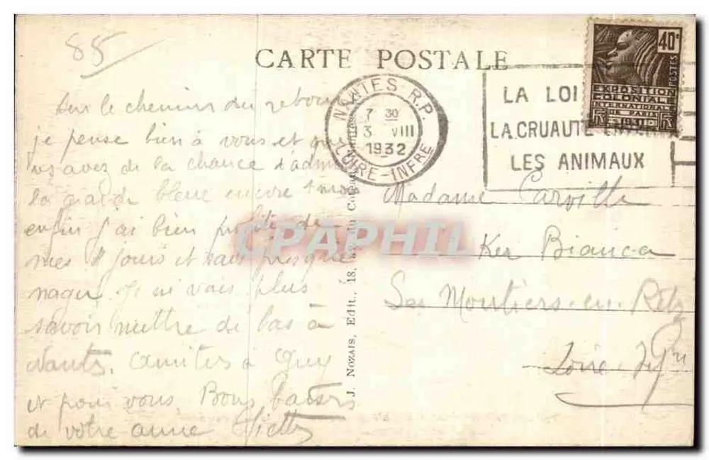 NOIRMOUTIER - L'Estacade au Bois de la Chaize — éditeur J. NOZATS, E.D.I.L. 194 bis - Reverso