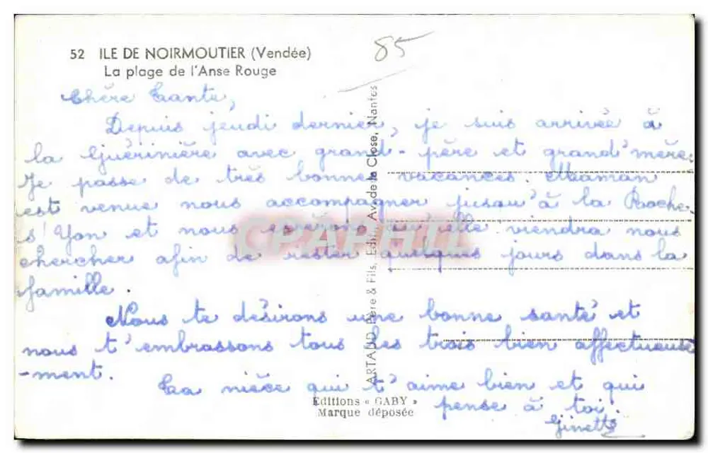 Insel Noirmoutier — Die Strände von Anse Rouge — Éditions Gaby - Rückseite