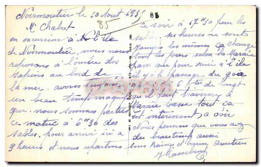 Ile de Noirmoutier — Das Schloss vom Promenadenweg — LL. — Nr. 20 - Rückseite