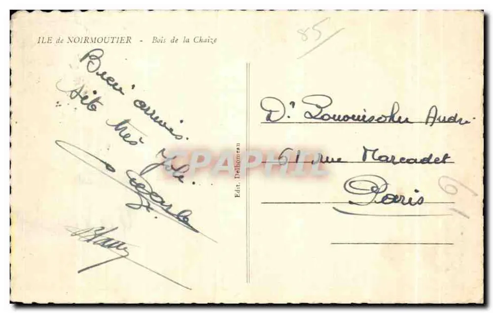 Ilha de Noirmoutier — Bosque de La Chaize — Édit. Delhonzeau - Verso