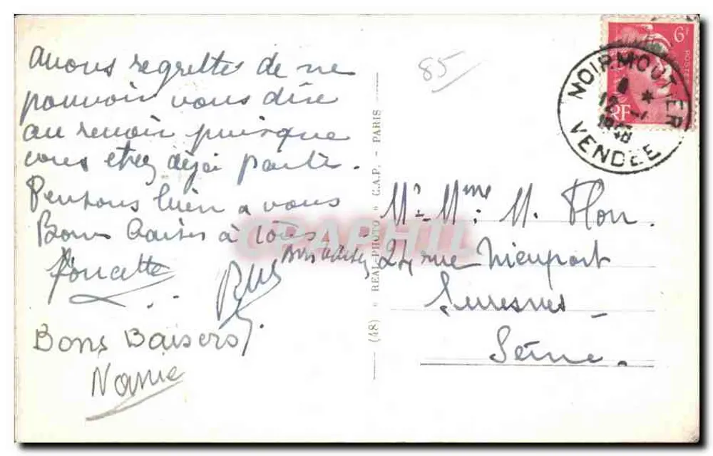 Insel Noirmoutier — L'Anse Rouge und die Tour Plantier — Verlag A.P. Nr. 14 - Rückseite