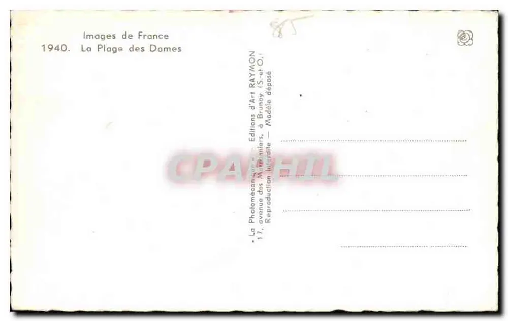 Noirmoutier — Plage des Dames — Éditions d'Art Raymond - Verso