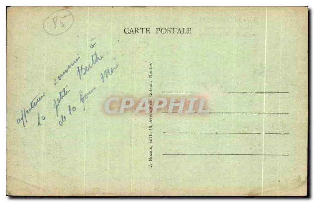 Noirmoutier — Ein pittoreskes Eckchen im Bois de la Chaize — J. Nonnis, Verlag, 18, Avenue du Coteau, Nantes - Rückseite