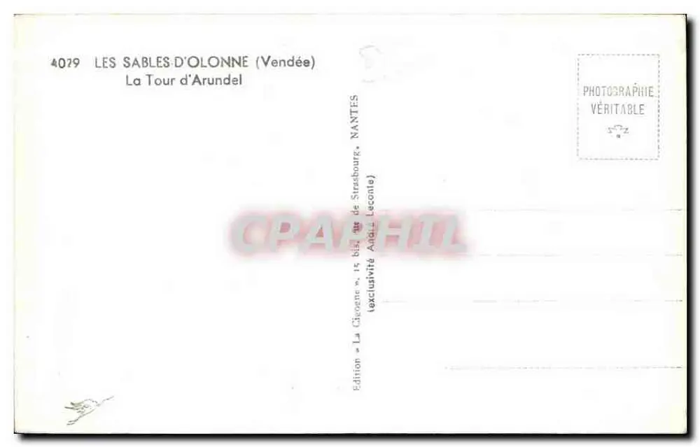La Cigogne — La Tour d'Arundel — Edizione « La Cigogne », 15 bis, rue de Strasbourg, Nantes (Vendée) - Verso