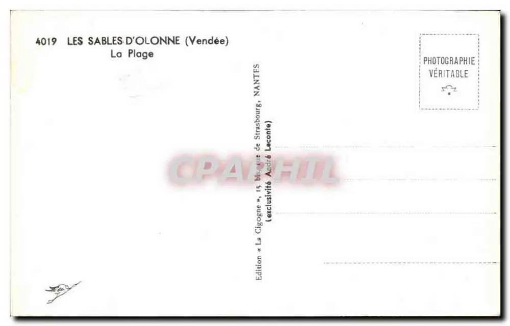 Les Sables-d'Olonne — A Praia — Edição La Cigogne - Verso