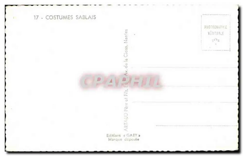 Trajes sablais — Série 17 — Edições Gaby, Nantes - Verso