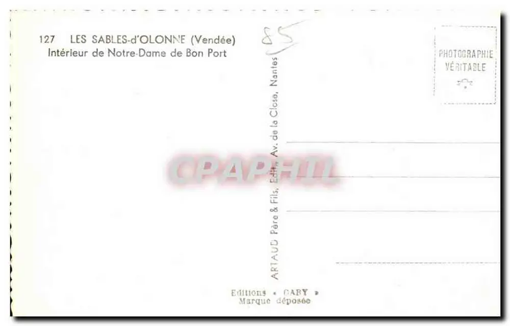 Innenansicht der Kathedrale Notre-Dame de Bon Port — Les Sables-d'Olonne (Vendée) — Éditions Gaby - Rückseite