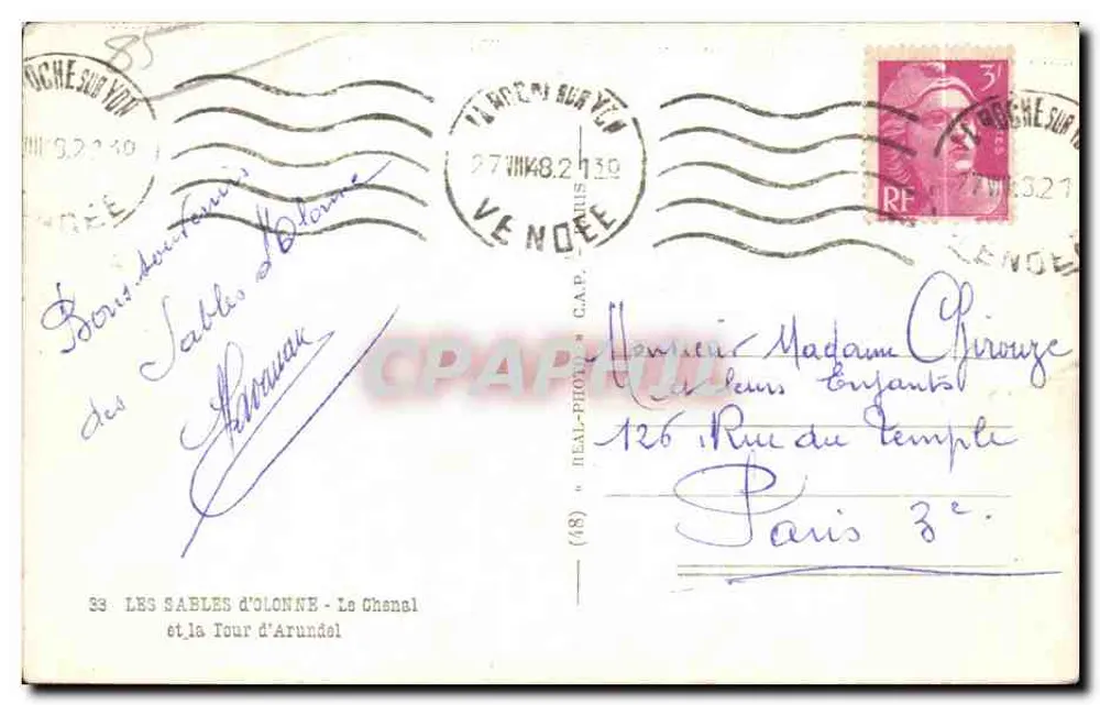 Les Sables d'Olonne — Der Kanal und die Arundel-Turm — Verlag C.A.P. n° (18) - Rückseite