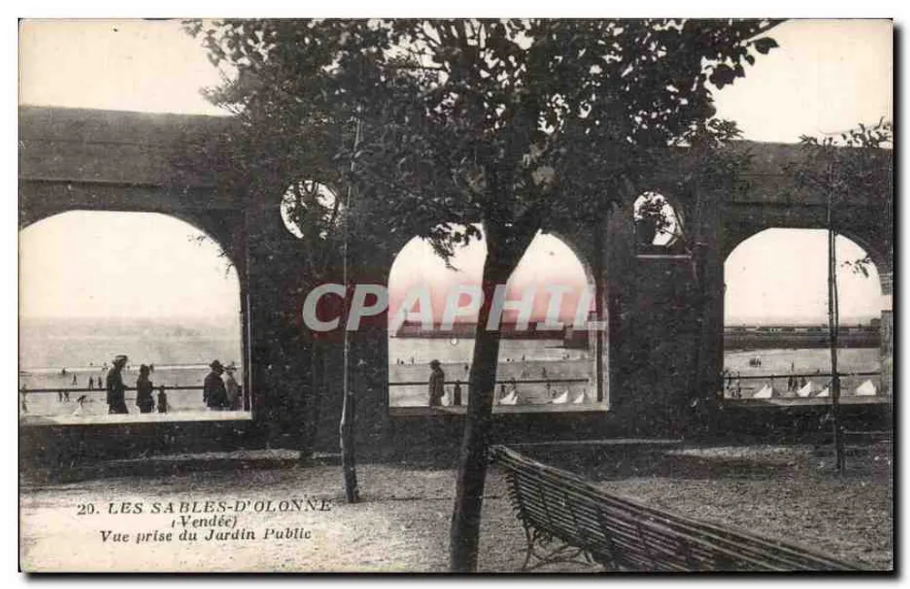Les Sables-d'Olonne — Ansicht vom Jardin Public — Phototypie Jee-Boupin, Mortagne - Vorderseite