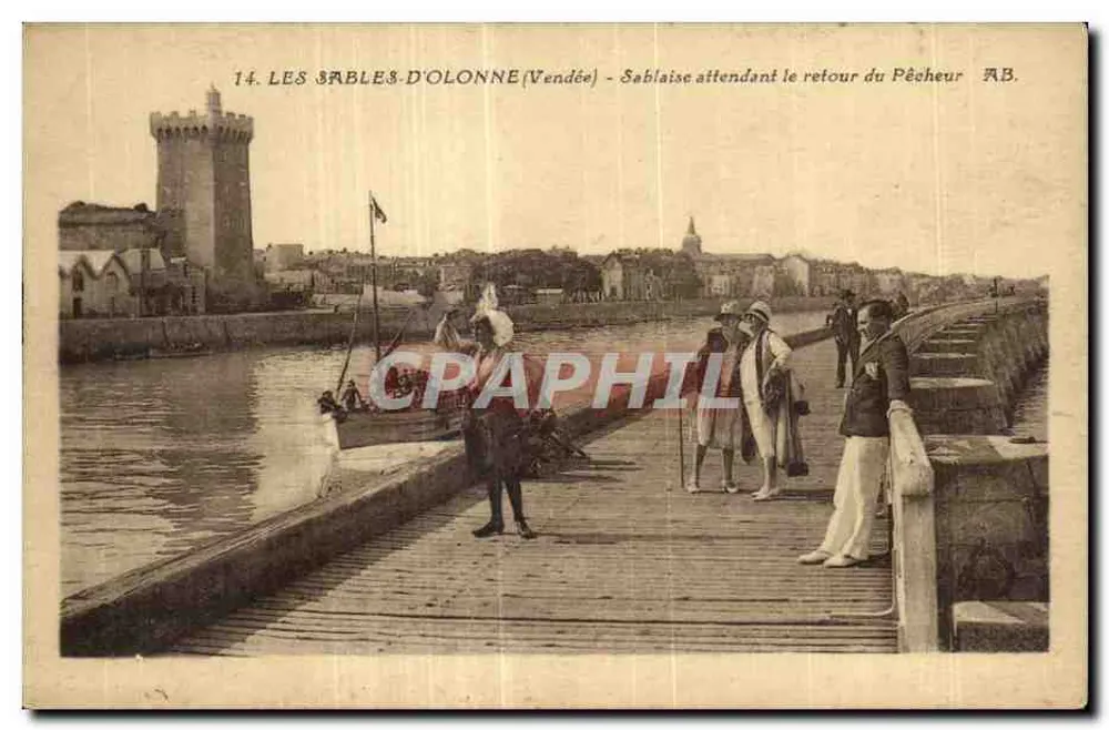 Les Sables-d'Olonne (Vendée) — Eine Sablaise, die auf den Rückkehr des Fischer wartet — AB. - Vorderseite