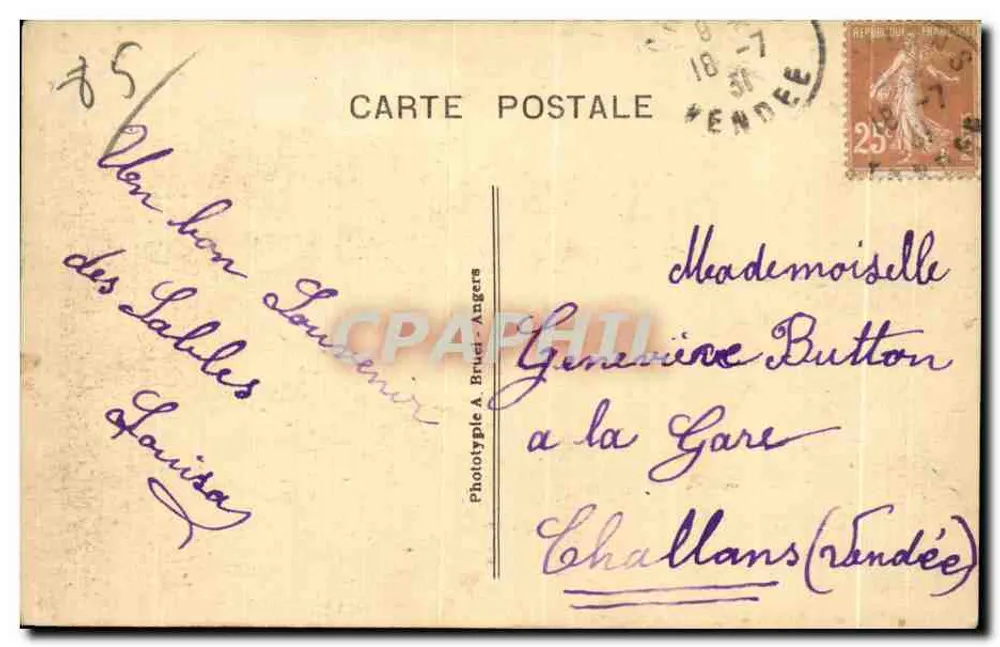 Les Sables-d'Olonne (Vendée) - Der Damm und der Strand - A. B. - Rückseite
