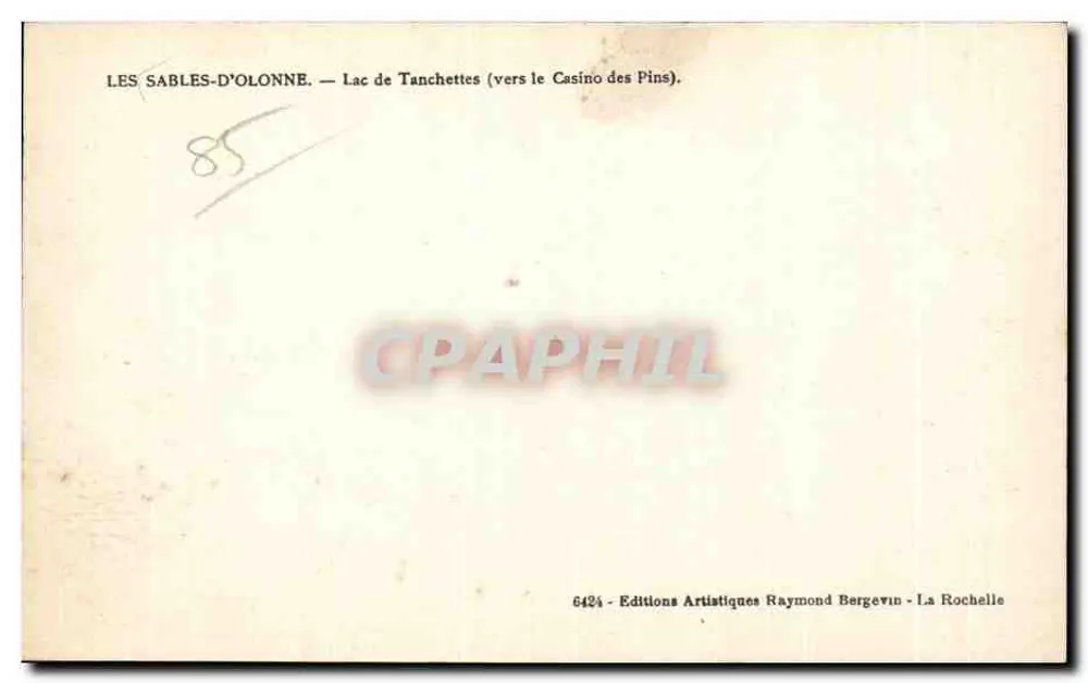 Les Sables-d'Olonne — See Tanchettes (in Richtung Casino des Pins) — Éditions Artistiques Raymond Bergevin - Rückseite