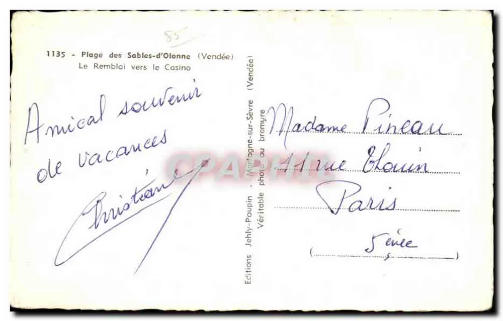 Strand von Sables-d'Olonne — Der Damm in Richtung Casino — Éditions Jefly-Poupin - Rückseite
