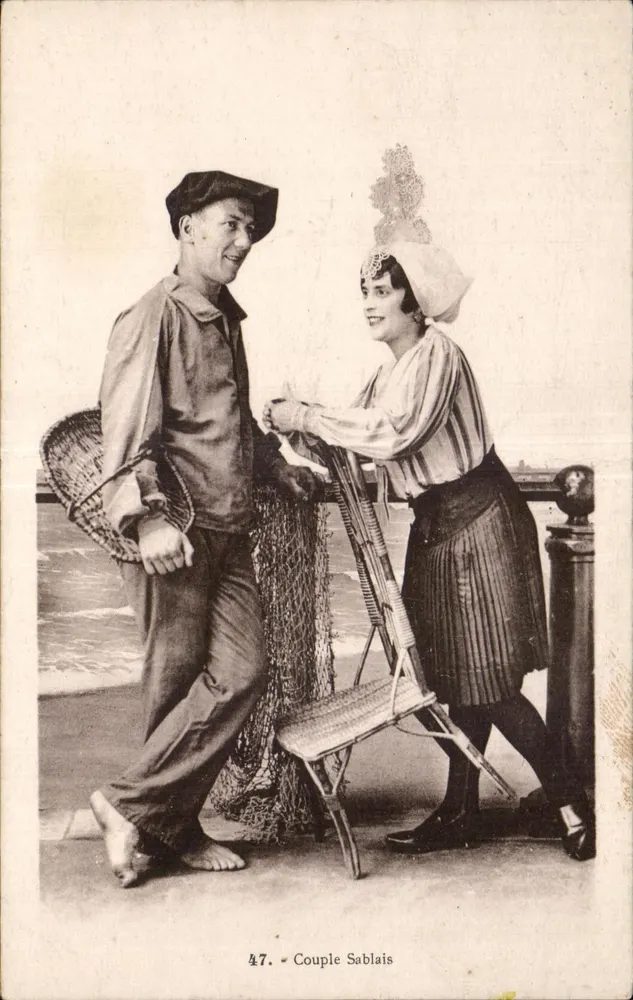 Couples Sablais — scène de pêcheurs — Phototype Jehly-Poupin (Mortagne, Vendée) - Frente