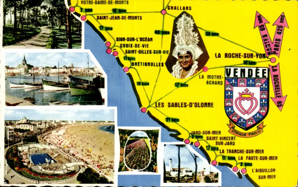 Touristische Karte — Die Vendée-Küste — Editions P. Marlin, Les Sables-d'Olonne - Vorderseite