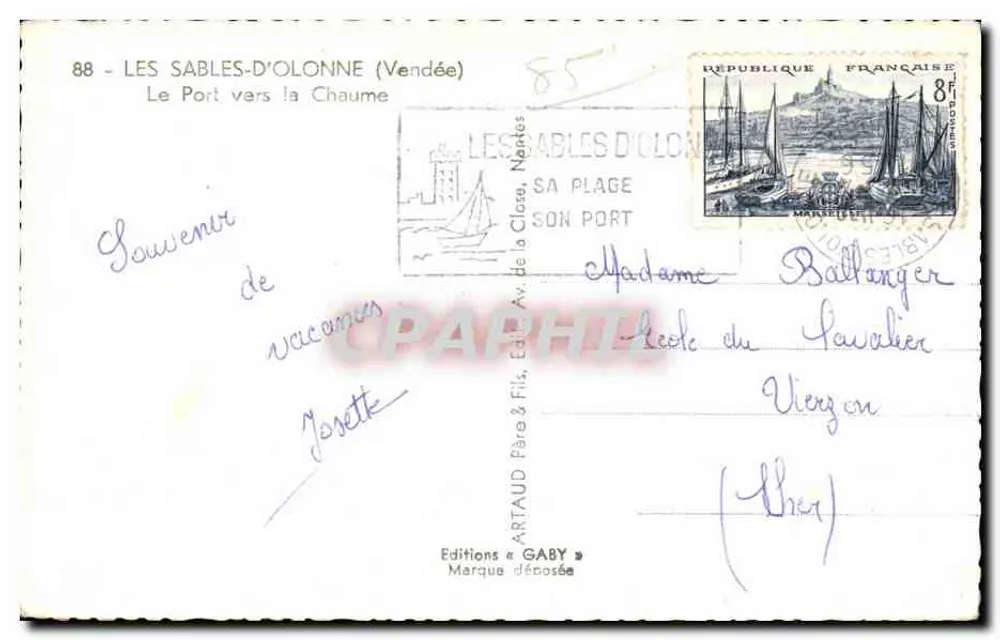 Les Sables-d'Olonne — Der Hafen in Richtung Chaume — Editions Gaby - Rückseite
