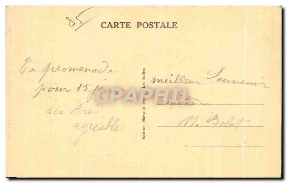 Les Sables d'Olonne (Vendée) — Sablaïse — Edição Marsault, n° 107 - Verso